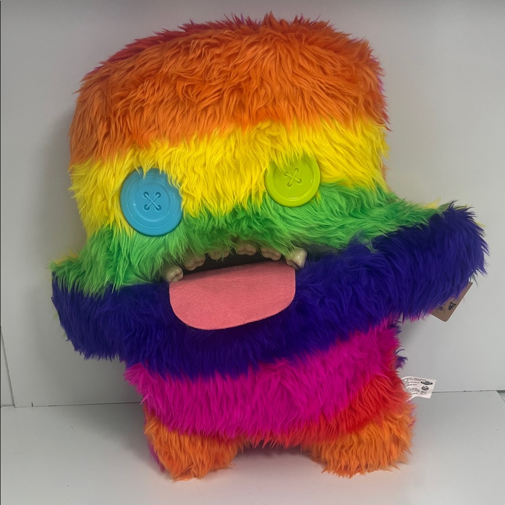 Colorful Plush Monster with Button Eyes